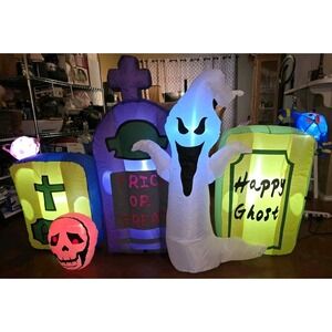 Meland Halloween Tombstone Skull Decor Inflatable Outdoor Decor Lights 7 ft